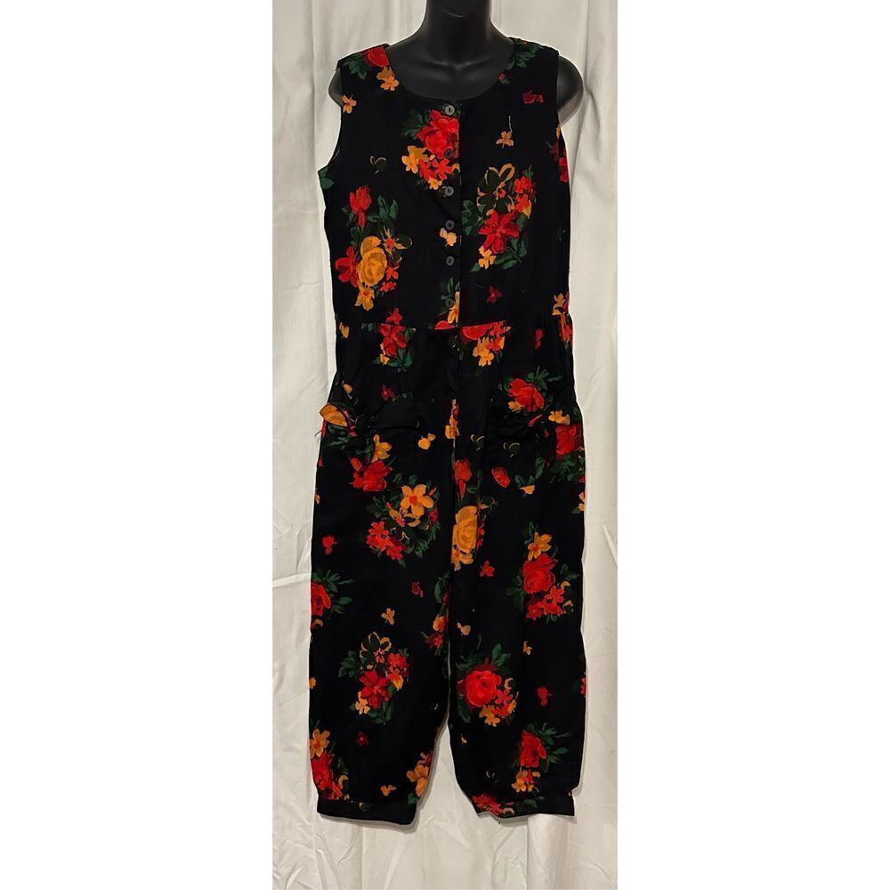 Beautiful RARE 80s/90s 80s Vintage Robbie Bee 100% Cotton Floral Jumpsuit size 1